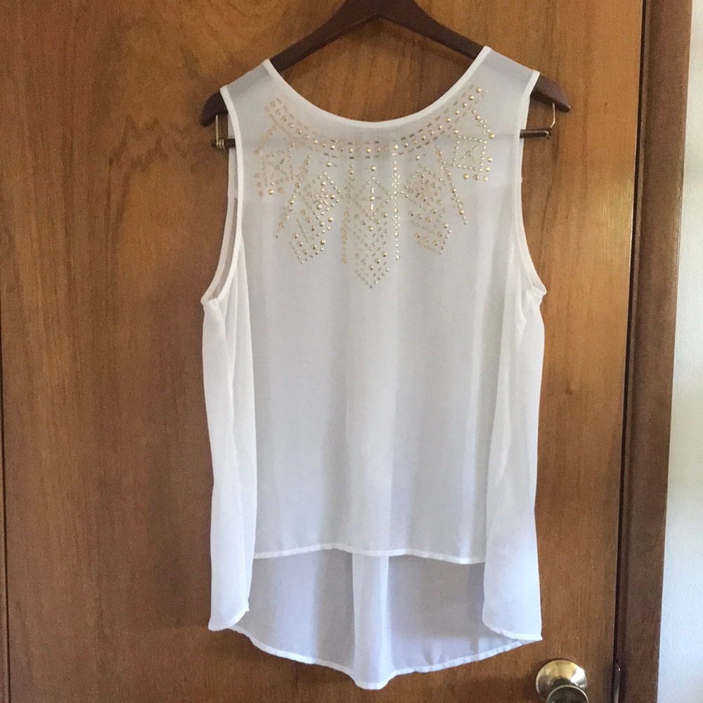 🤍💛 Sheer Forever 21 Tank Top with Gold Details Size L